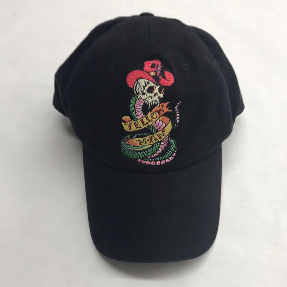 Men’s Cap Embroidered  “Yellow Man”, Excellent Condition, Black.